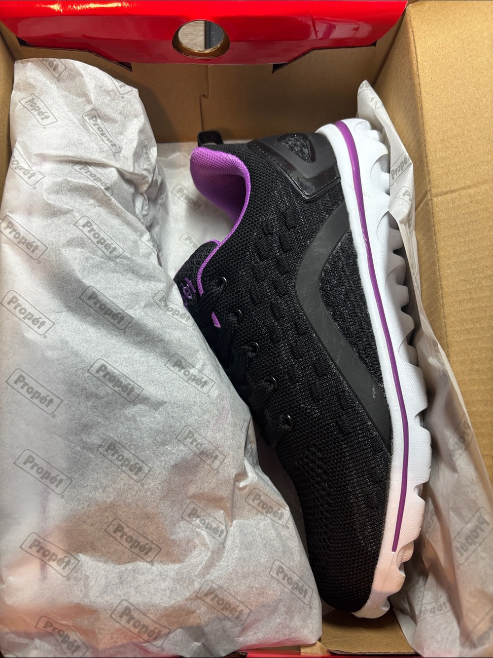 Propet Black Athletic Shoe with Purple Trim